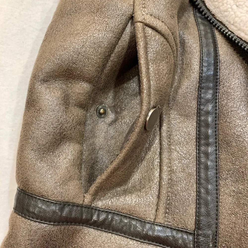 Bernardo Faux Leather Fleece Lined Hooded Vest